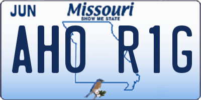 MO license plate AH0R1G