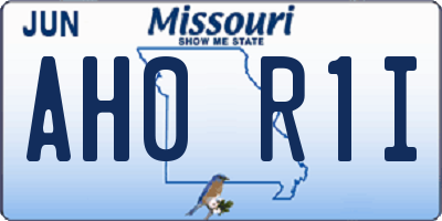 MO license plate AH0R1I