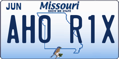 MO license plate AH0R1X