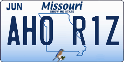 MO license plate AH0R1Z