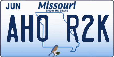 MO license plate AH0R2K