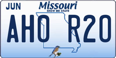 MO license plate AH0R2O