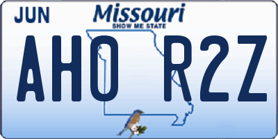 MO license plate AH0R2Z