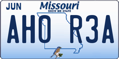 MO license plate AH0R3A