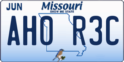 MO license plate AH0R3C
