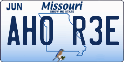 MO license plate AH0R3E