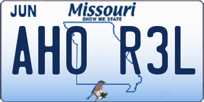 MO license plate AH0R3L