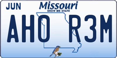 MO license plate AH0R3M