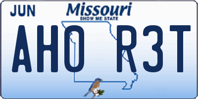 MO license plate AH0R3T