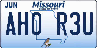 MO license plate AH0R3U