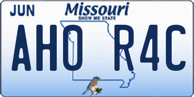 MO license plate AH0R4C