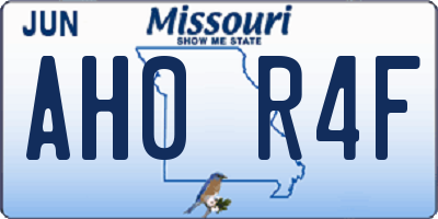 MO license plate AH0R4F