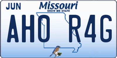 MO license plate AH0R4G