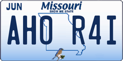 MO license plate AH0R4I