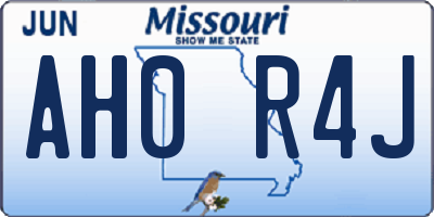 MO license plate AH0R4J