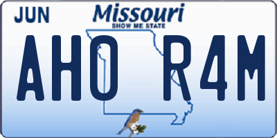 MO license plate AH0R4M