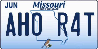 MO license plate AH0R4T