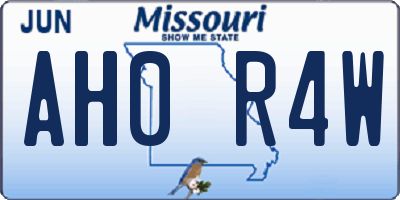 MO license plate AH0R4W