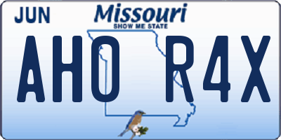 MO license plate AH0R4X
