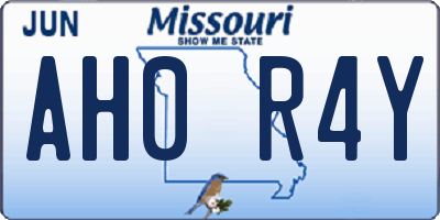 MO license plate AH0R4Y
