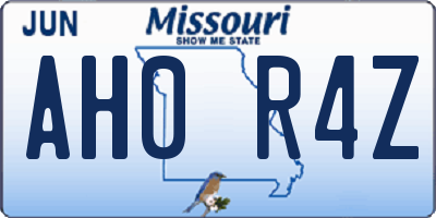 MO license plate AH0R4Z