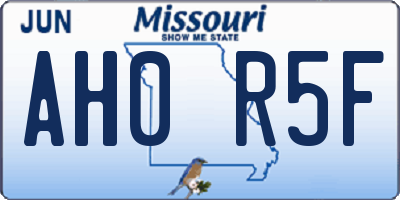 MO license plate AH0R5F