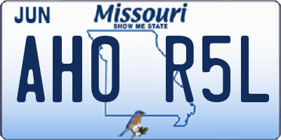 MO license plate AH0R5L