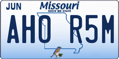 MO license plate AH0R5M