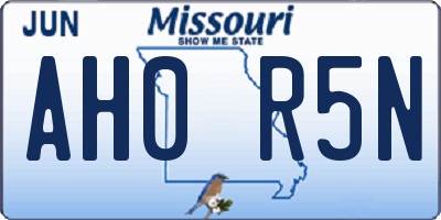 MO license plate AH0R5N