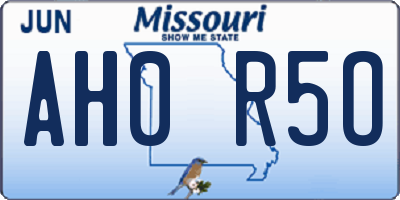 MO license plate AH0R5O