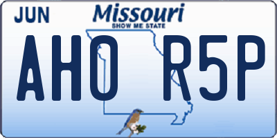 MO license plate AH0R5P