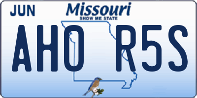 MO license plate AH0R5S