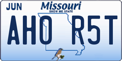 MO license plate AH0R5T