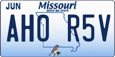 MO license plate AH0R5V