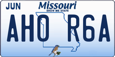 MO license plate AH0R6A