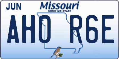 MO license plate AH0R6E