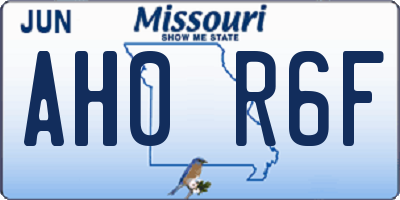 MO license plate AH0R6F