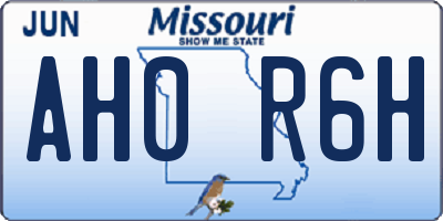 MO license plate AH0R6H