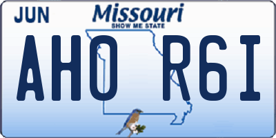 MO license plate AH0R6I