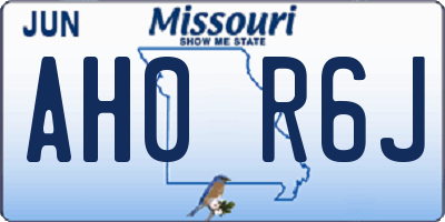 MO license plate AH0R6J