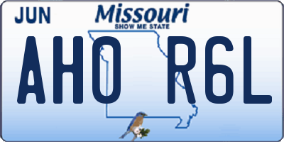 MO license plate AH0R6L