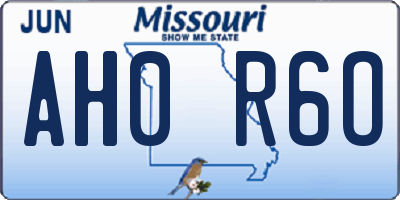 MO license plate AH0R6O