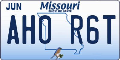 MO license plate AH0R6T