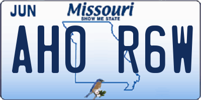 MO license plate AH0R6W