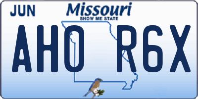 MO license plate AH0R6X