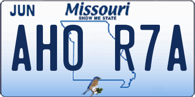 MO license plate AH0R7A