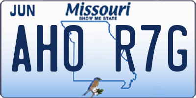 MO license plate AH0R7G