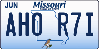 MO license plate AH0R7I