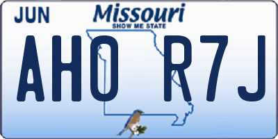 MO license plate AH0R7J