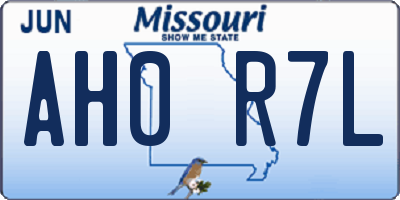 MO license plate AH0R7L